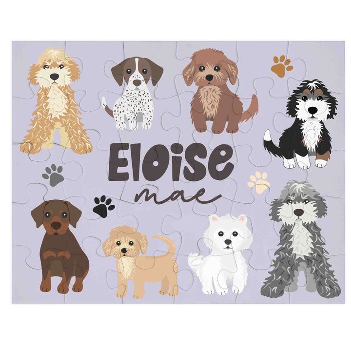 purple puppy pals personalized puzzle 