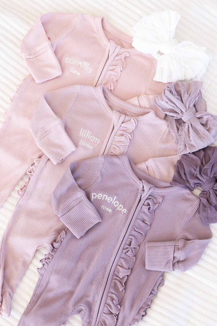 personalized embroidered footies for girls 