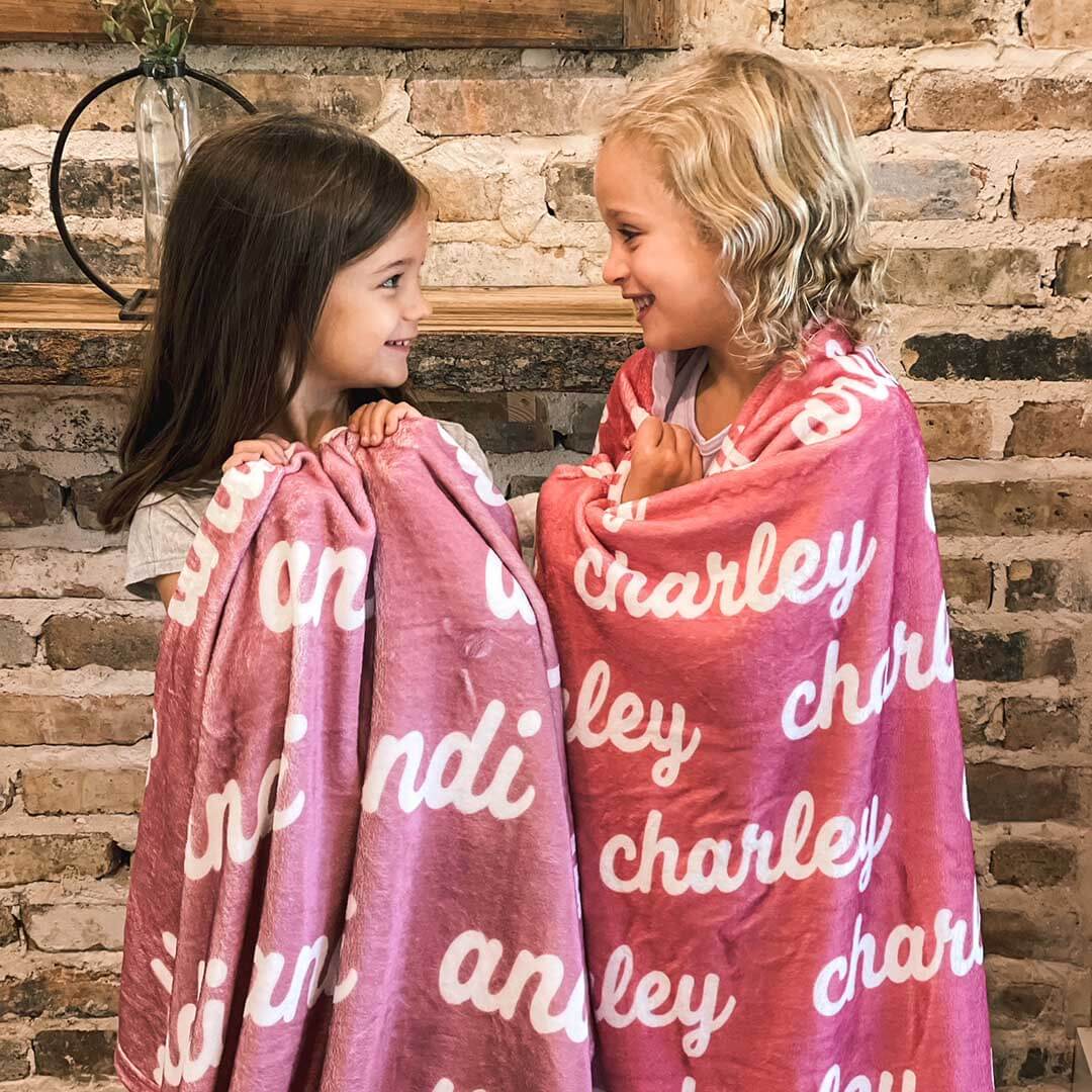 personalized name blanket pink 