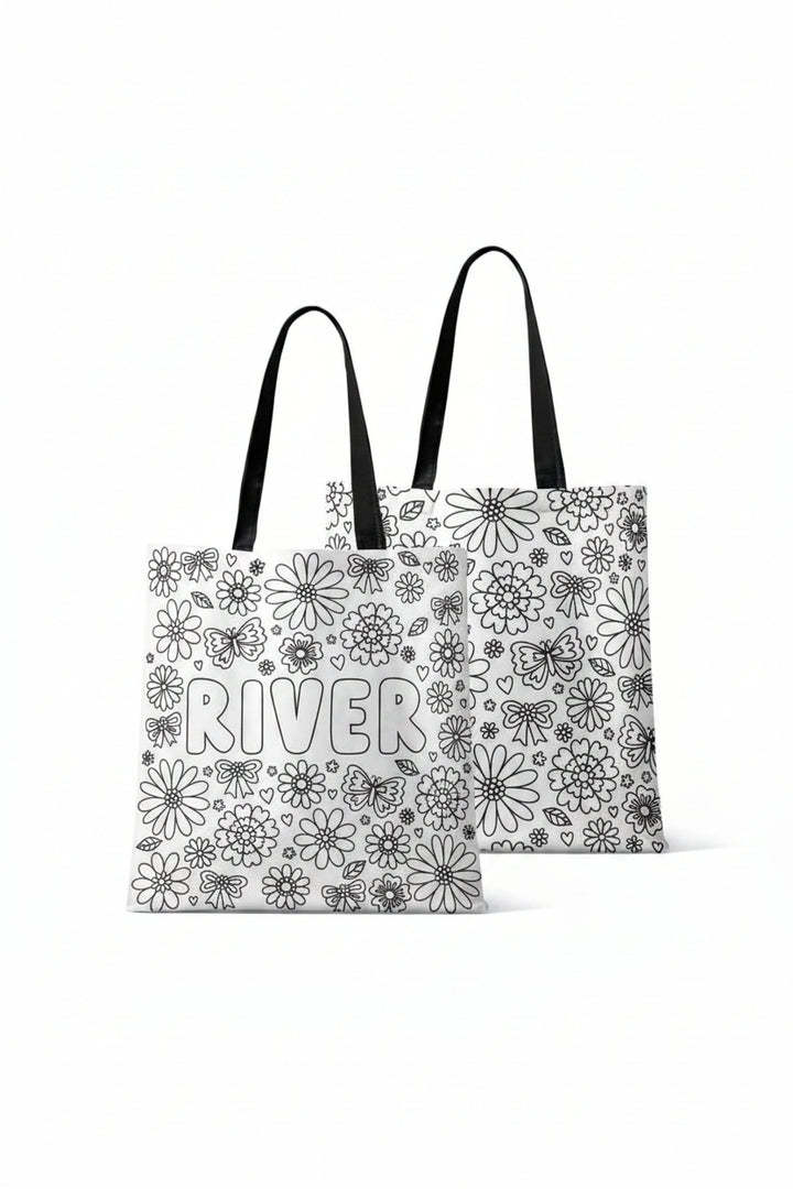 flower butterfly colorable tote bag 