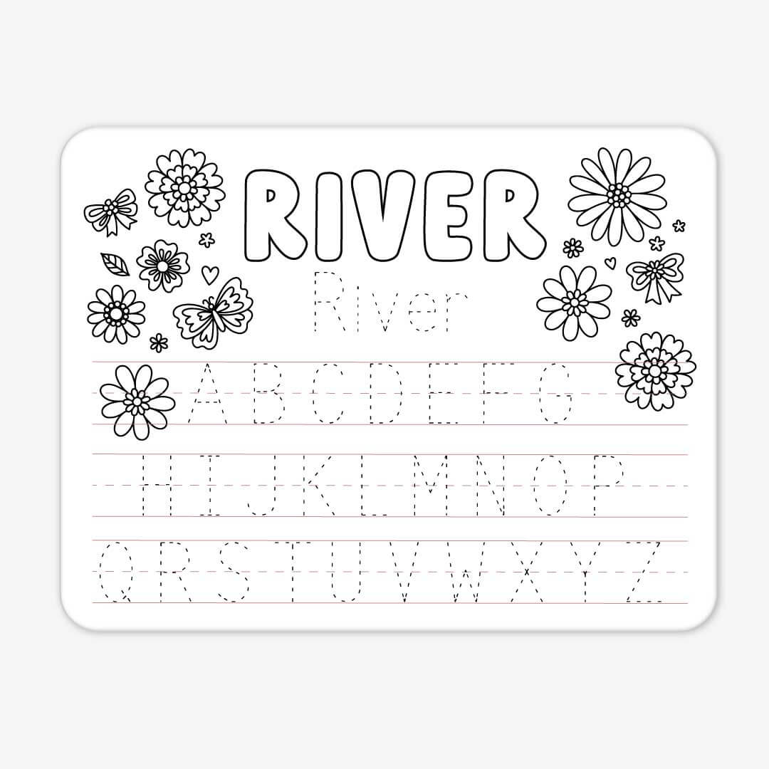 flowers and butterflies personalized kids whiteboard 