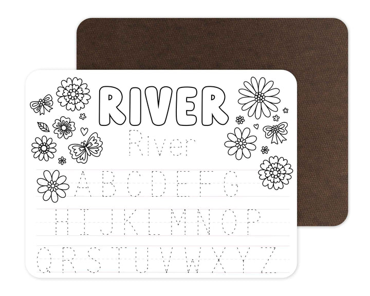 floral flutter whiteboard for kids with name 