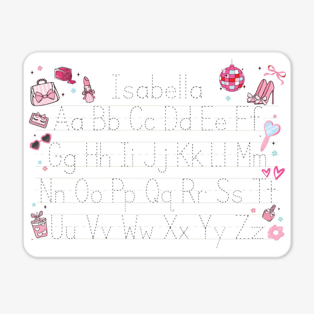girly personalized alphabet whiteboard for girls 