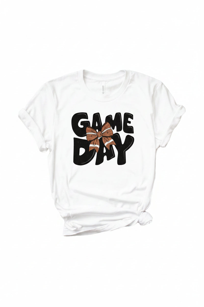game day bow graphic tee for adults 