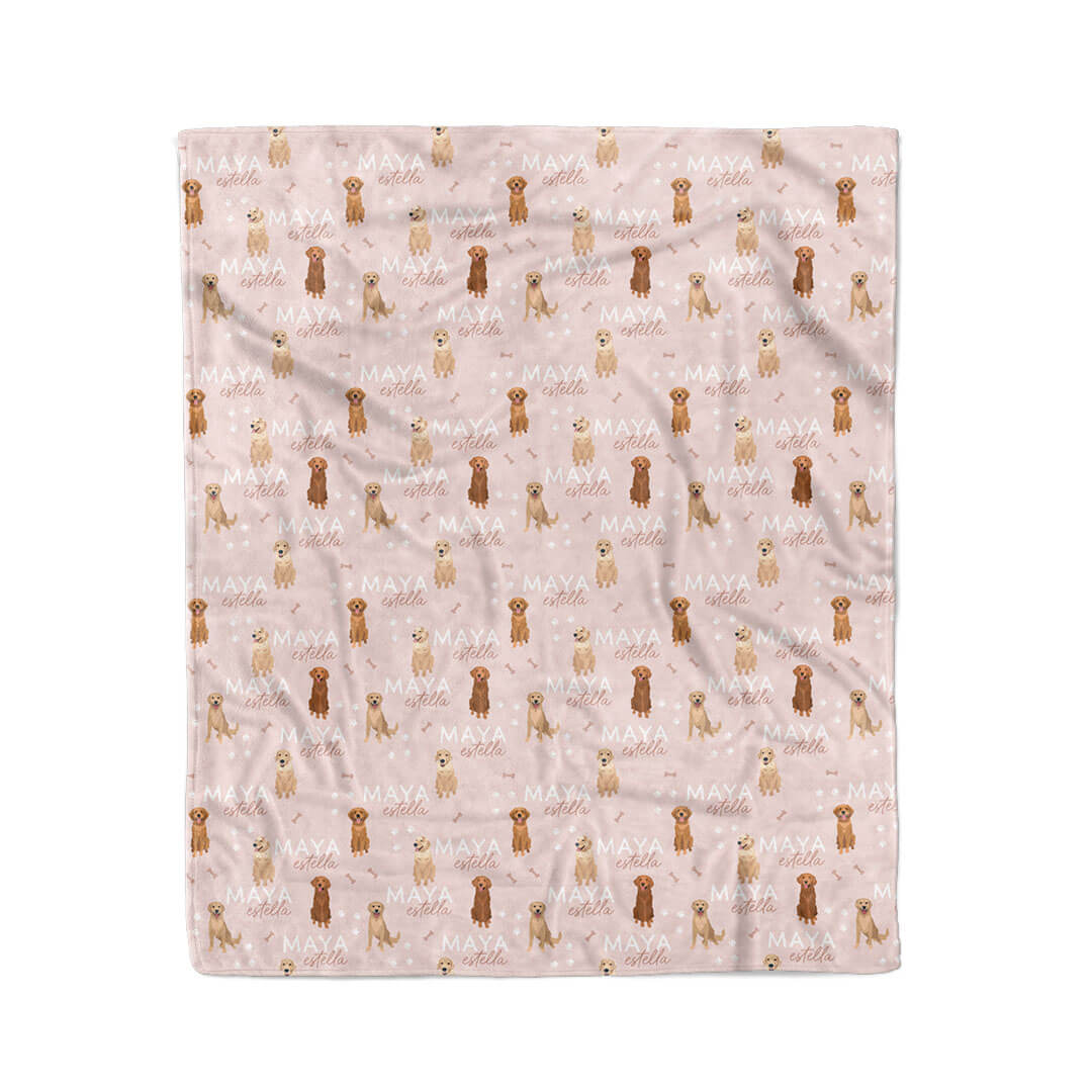 golden retriever blanket pink