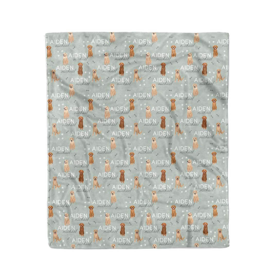 golden retriever blanket green
