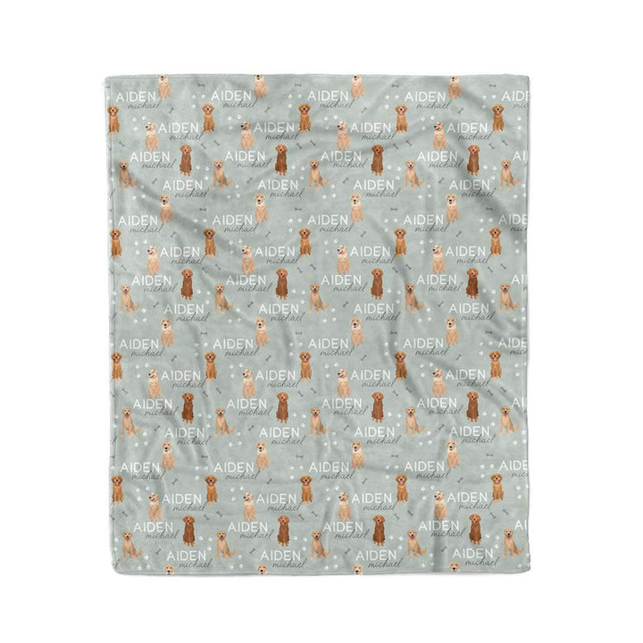 golden retriever blanket green