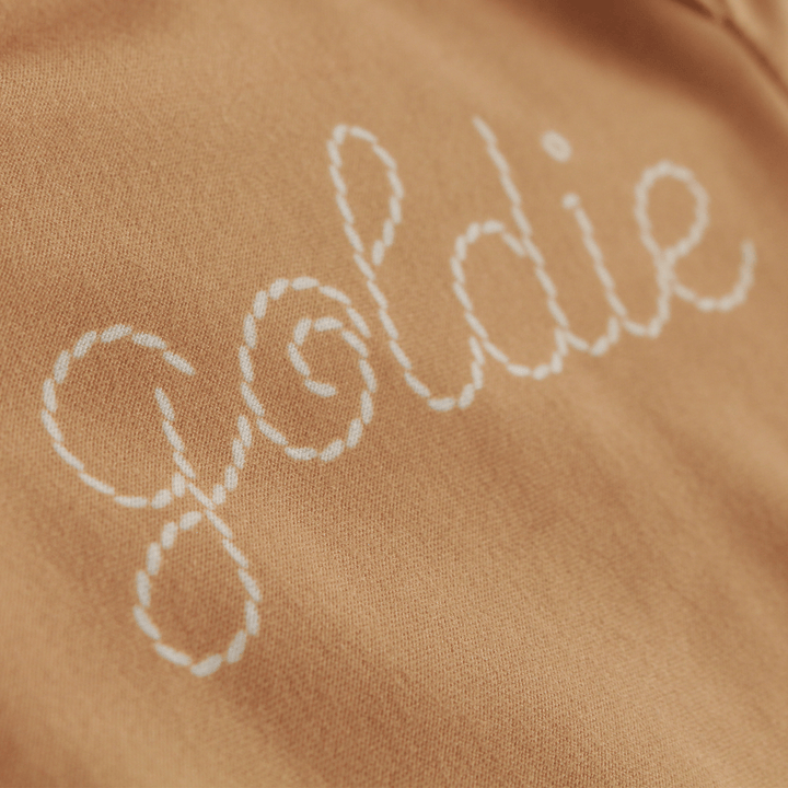 butterscotch personalized stitched newborn knot gown