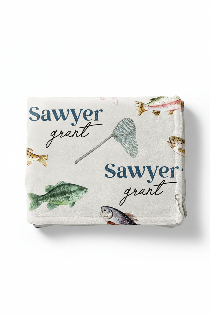 gone fishing personalized kids blanket