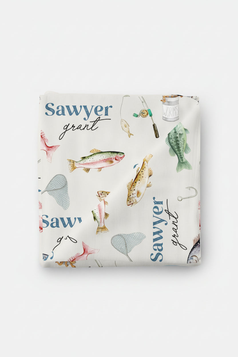 personalized fishing swaddle 