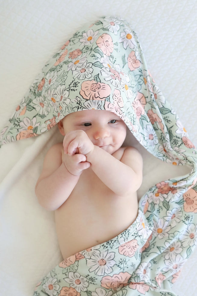 bamboo hooded towel peach poppies