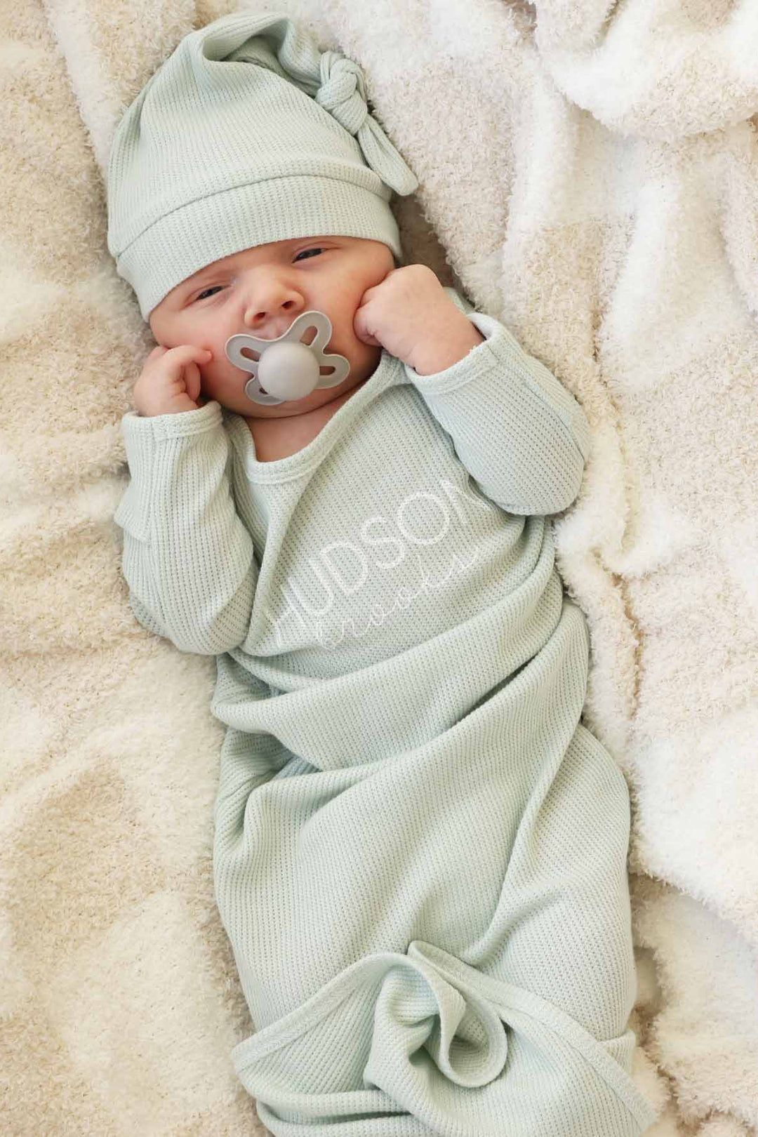 pistachio personalized knot gown 