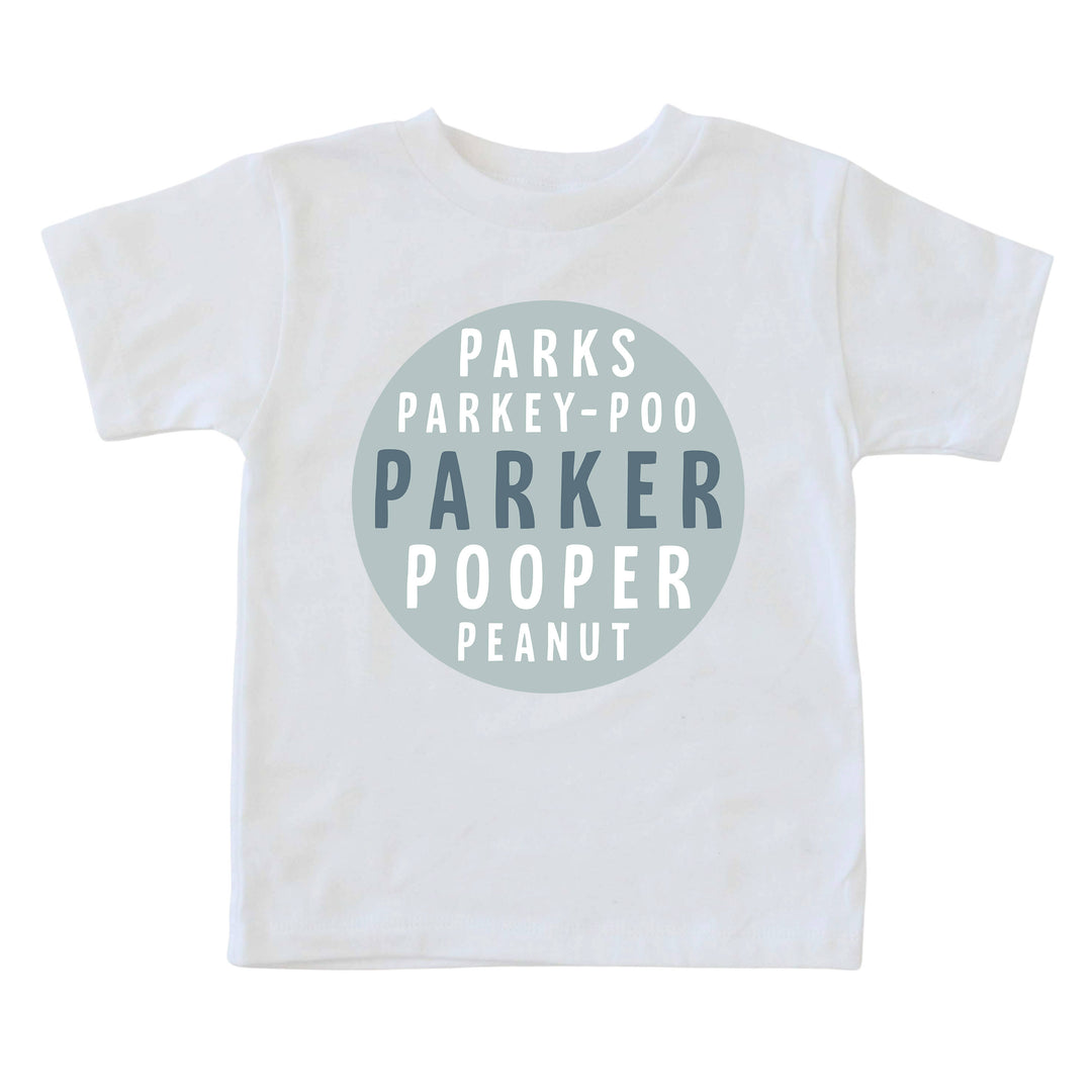 personalized green nickname circle kids graphic tee 