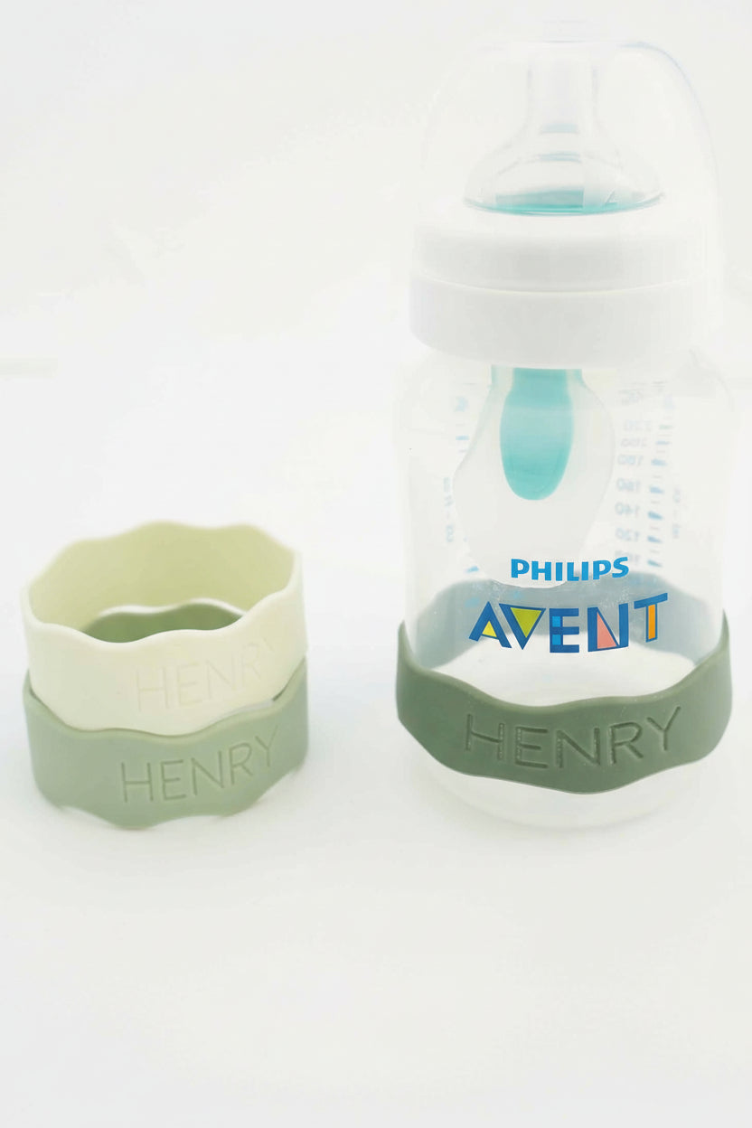 green block font personalized baby bottle labels 