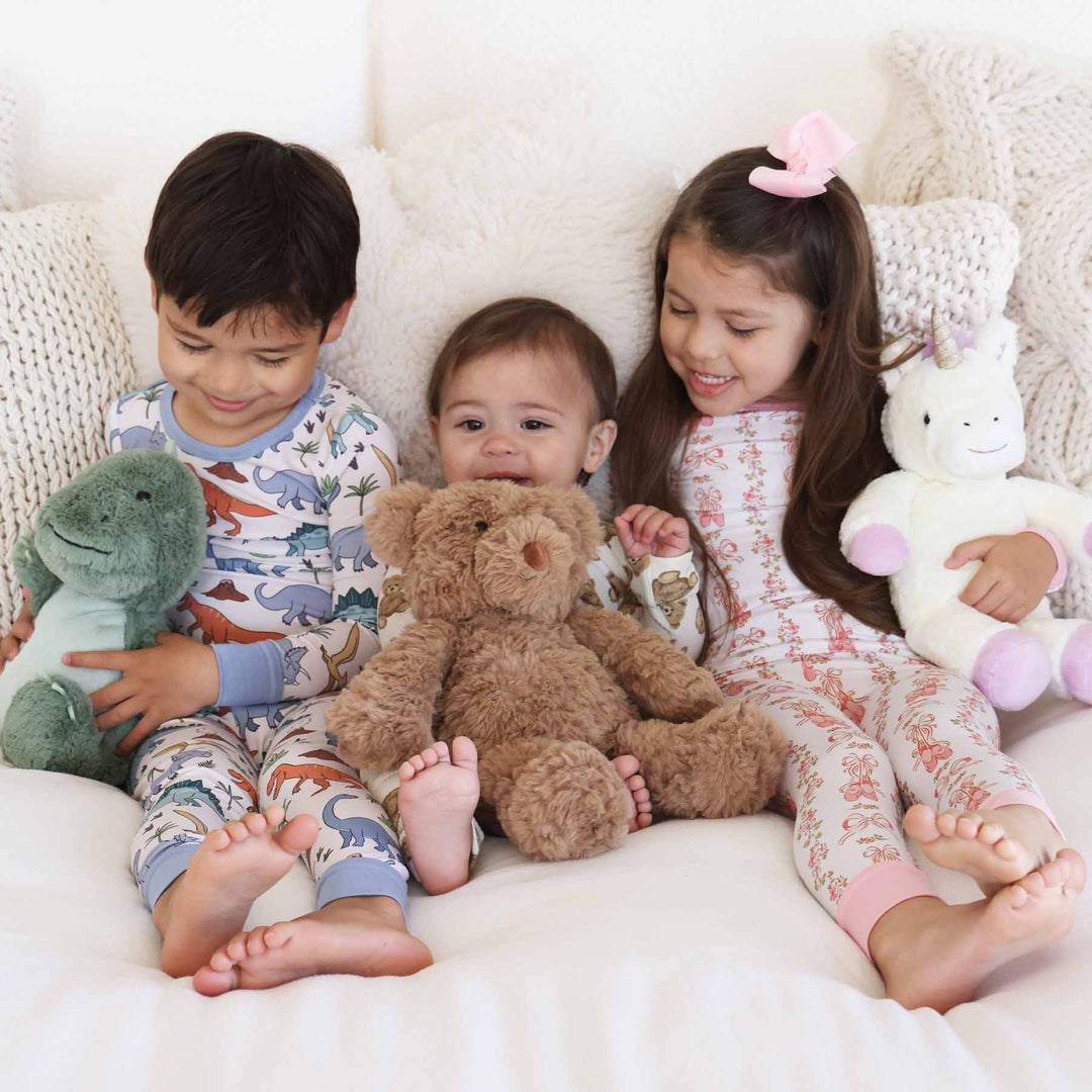 green dinosaur, teddy bear and unicorns stuffed animal for kids 