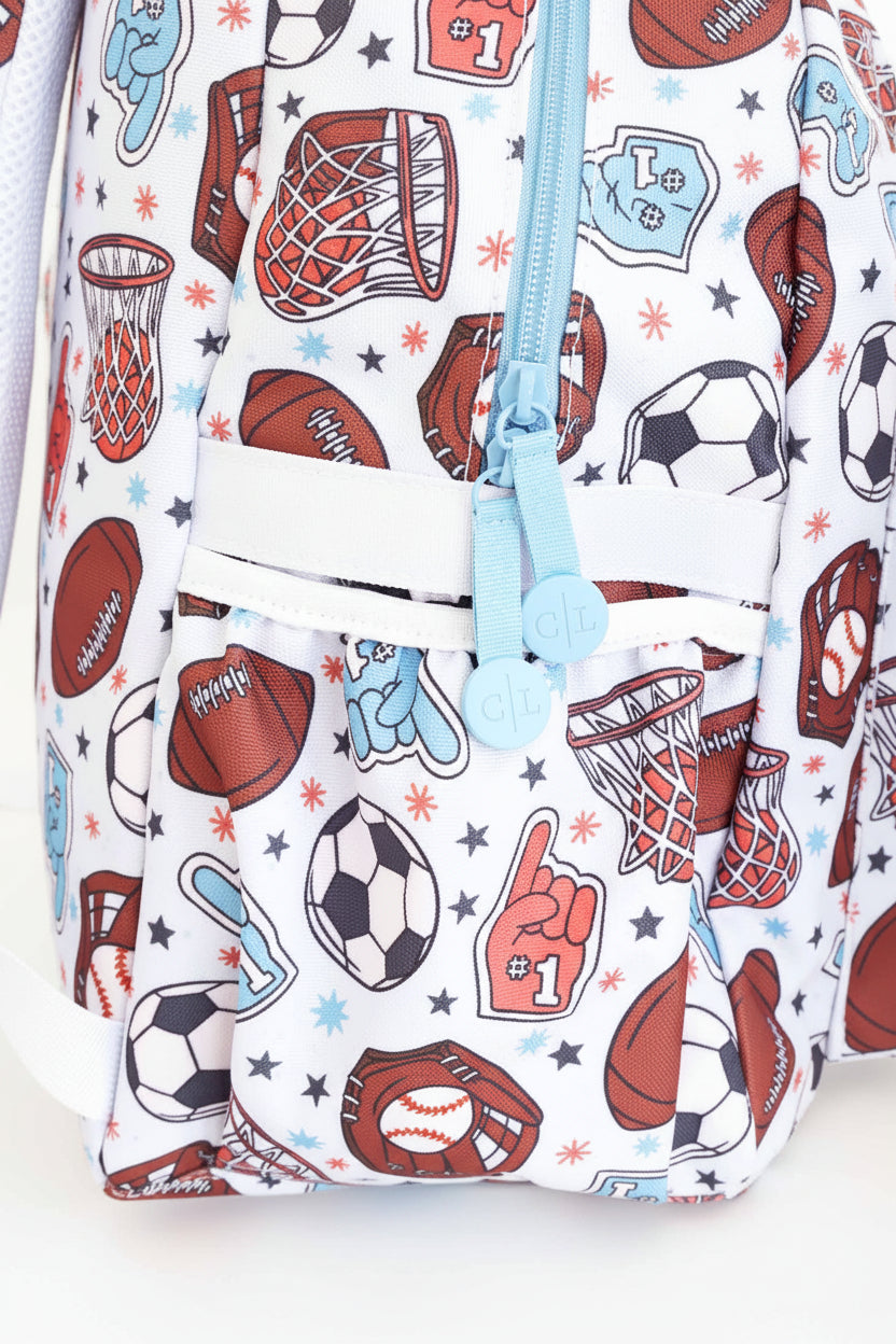 boy's sports themed backpack for back to school 