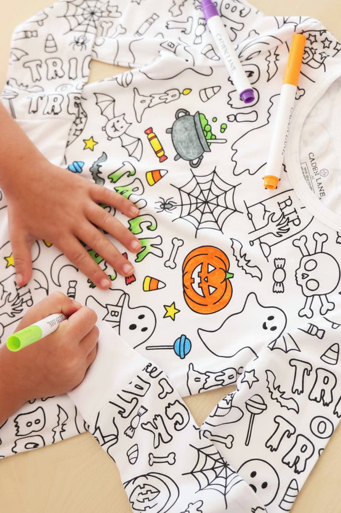 Colorable Halloween Two-Piece Pajama Set | No Tricks All Treats
