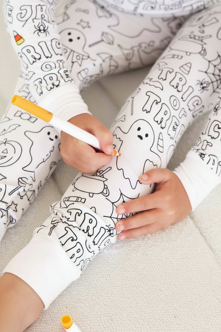 kids color me pajama set halloween themed 
