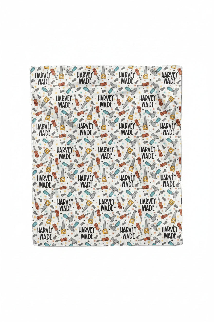 hammer time kids personalized blanket for boys 