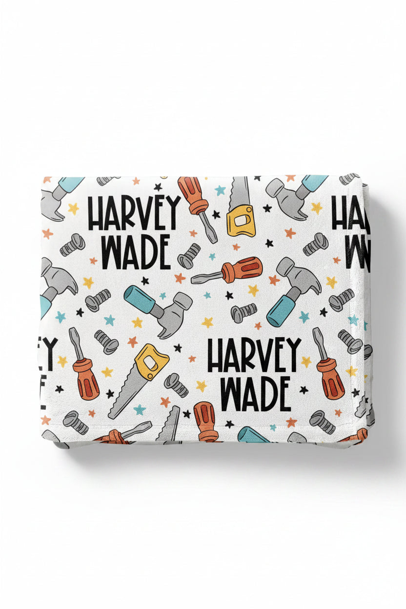 colorful tool personalized blanket for kids 