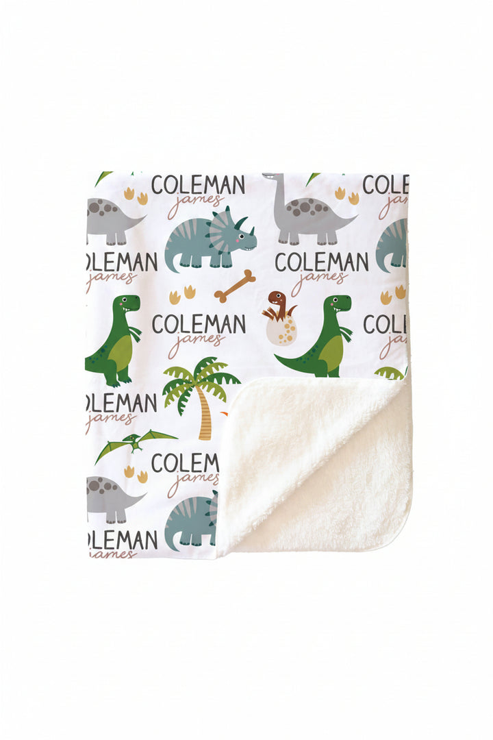 Happy Dinos Personalized Toddler Blanket | Neutral