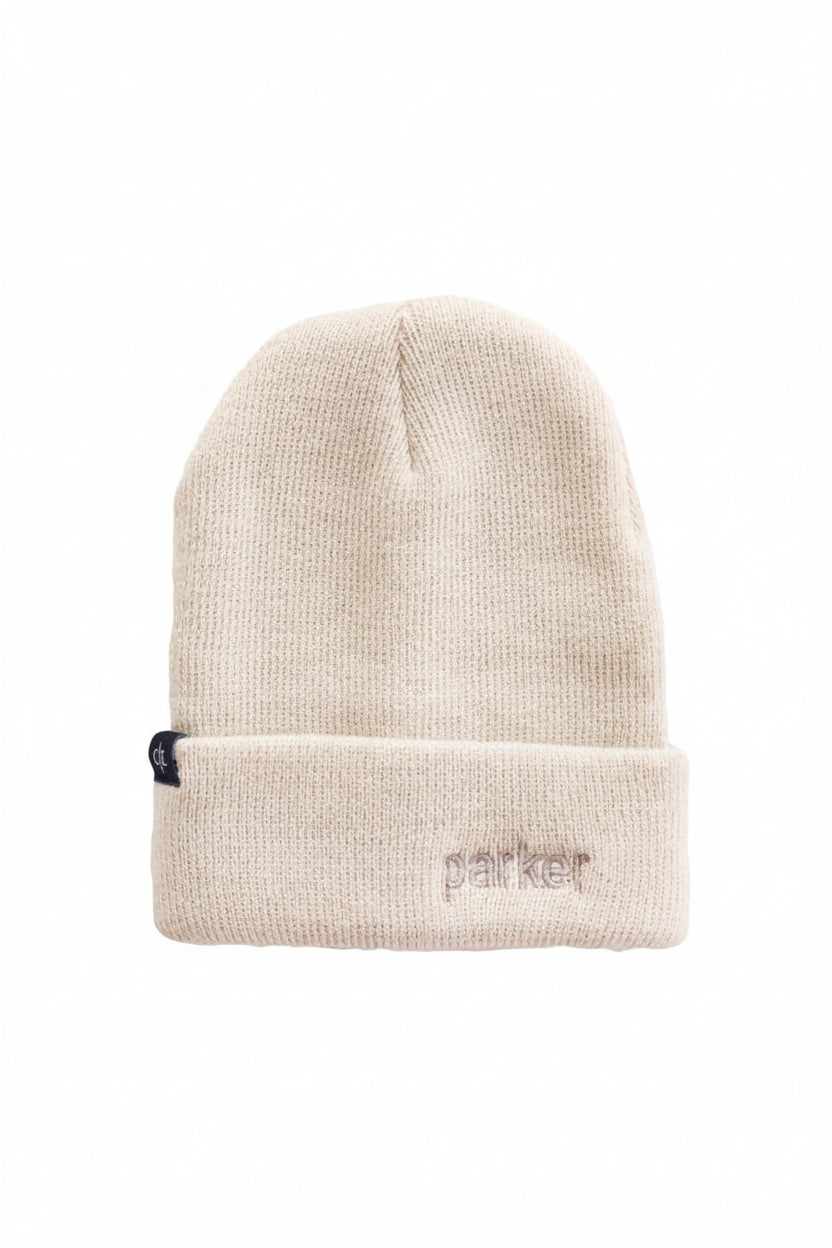 light tan embroidered beanie for babies 