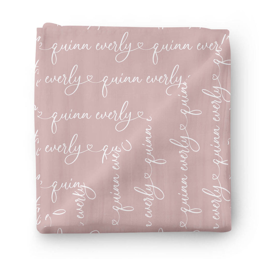 heart script personalized swaddle blanket 