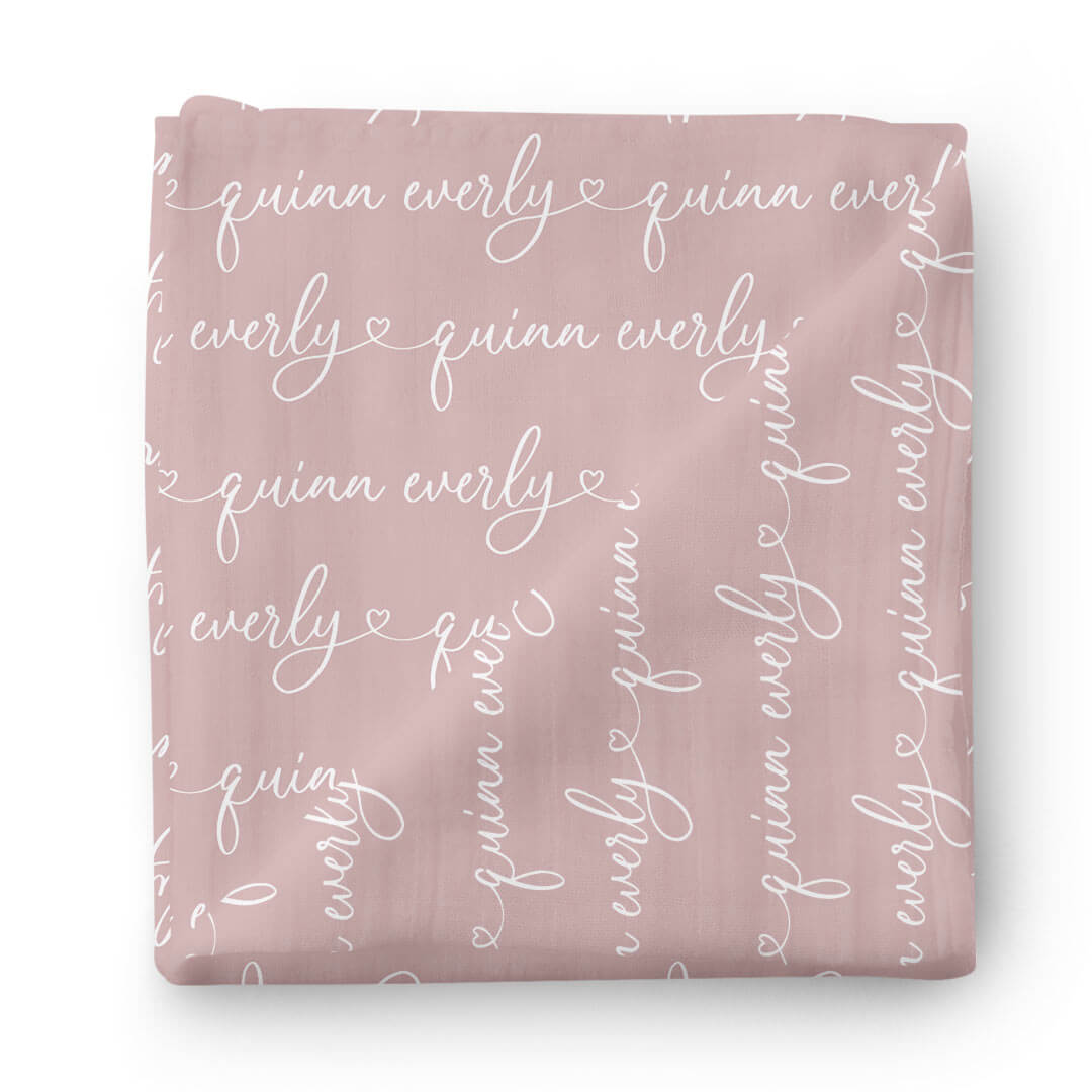 heart script personalized swaddle blanket 