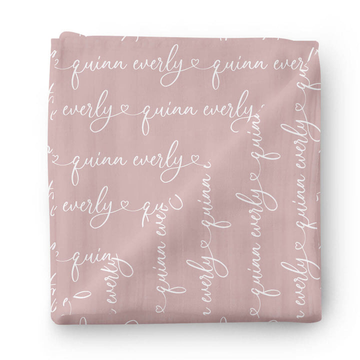 heart script personalized swaddle blanket 