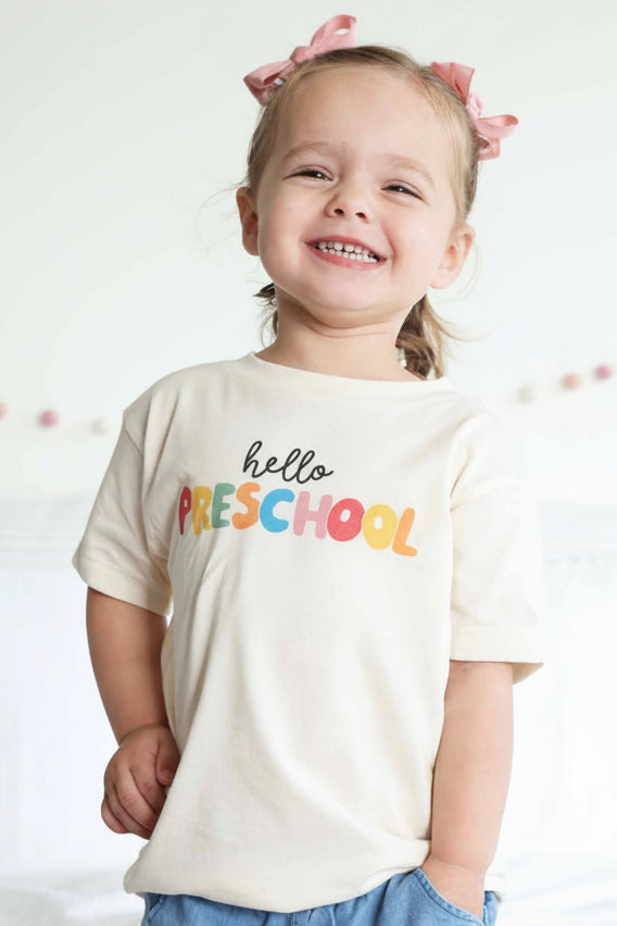 hello preschool kids graphic tee natural 