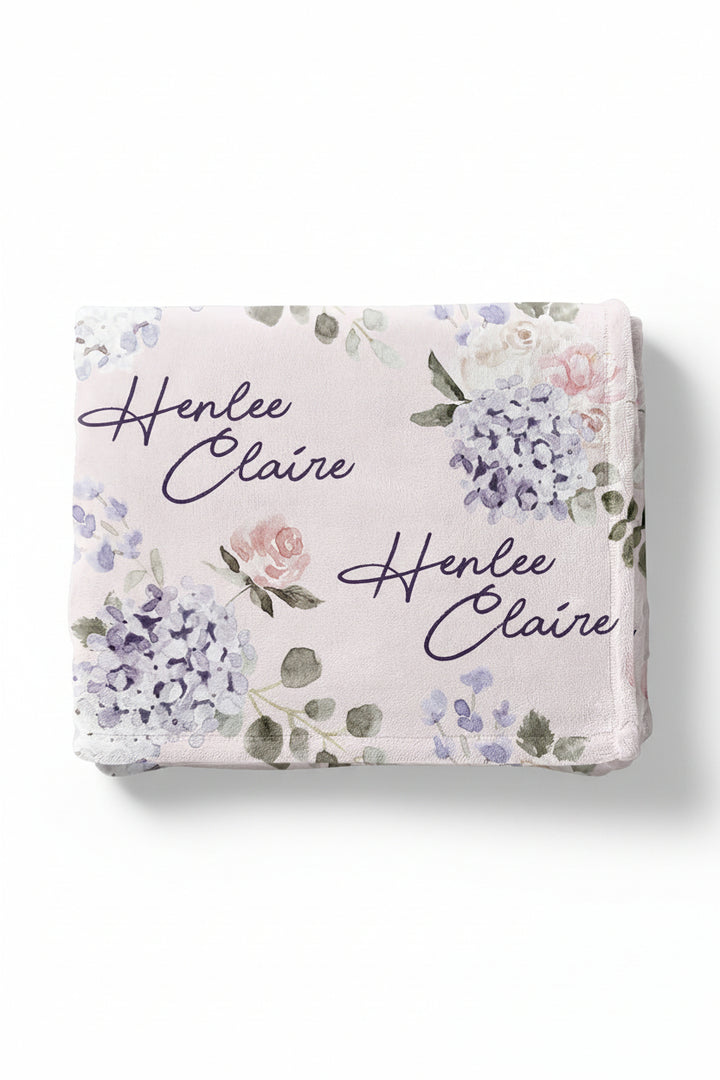 hydrangea personalized kid blanket 
