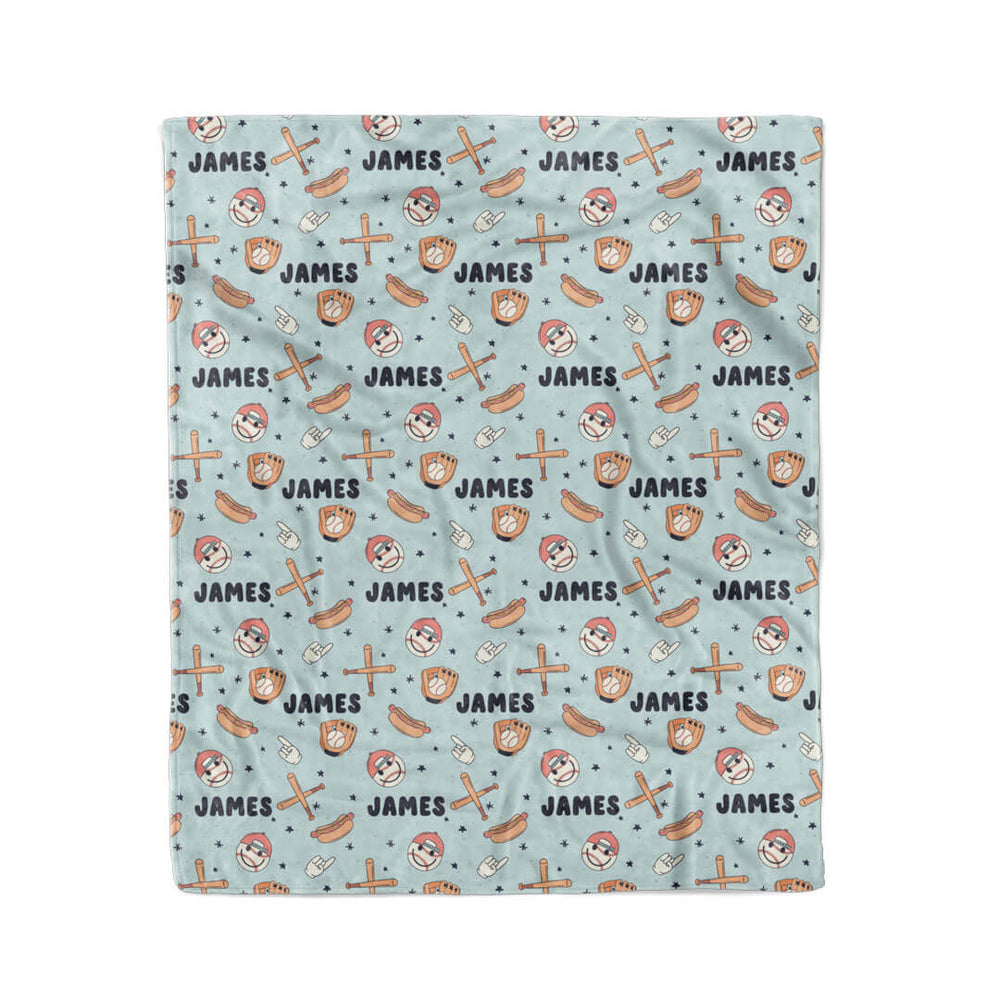 personalized kids blanket baseball themed 