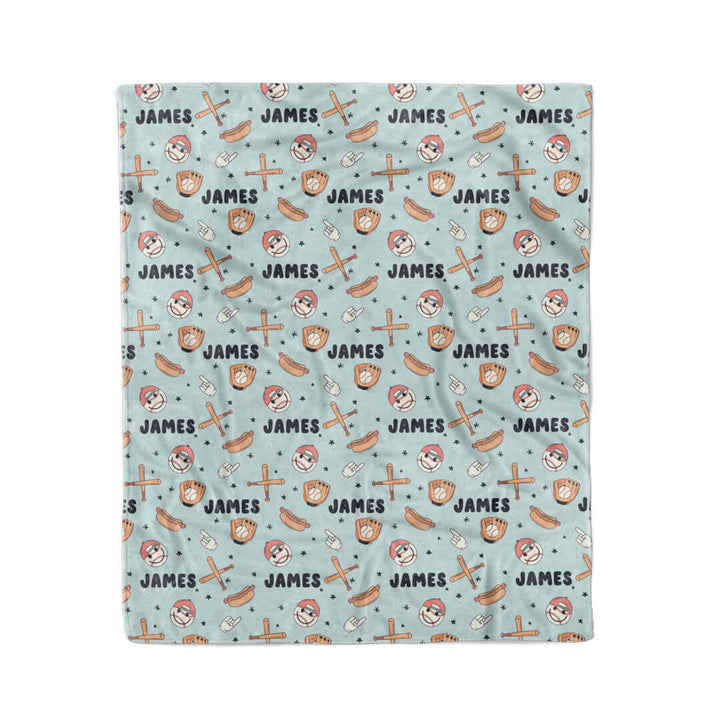 personalized kids blanket baseball themed 
