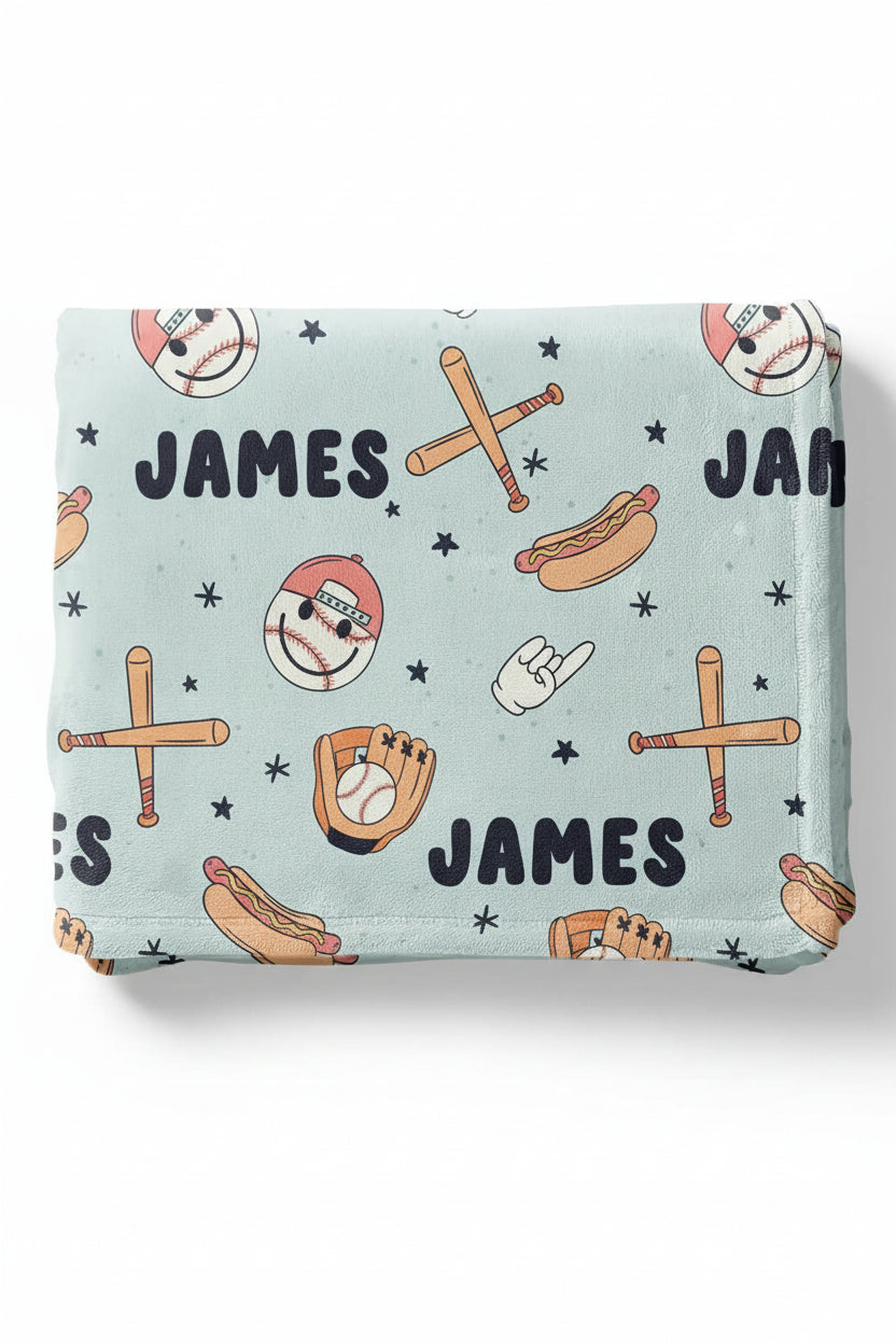 Home Run Personalized Kids Blanket