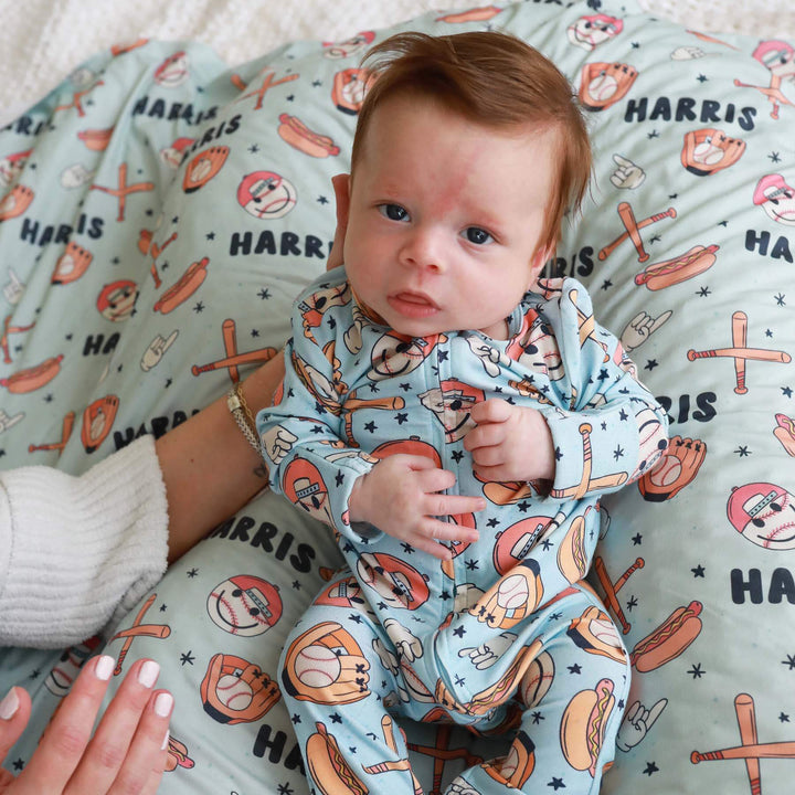 personalized swaddle for babies baseball themed 