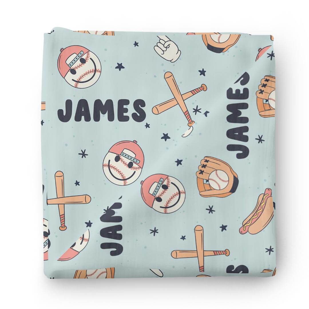 personalized swaddle blanket home run 