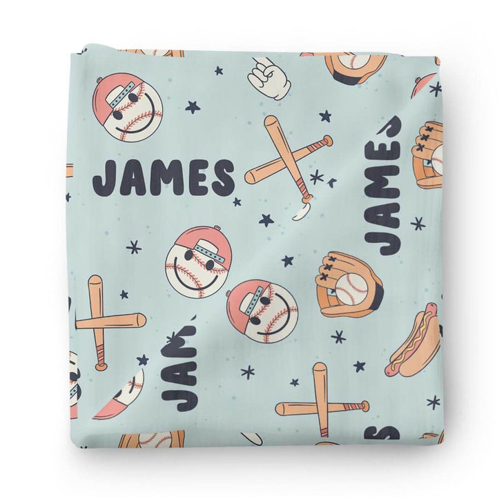 personalized swaddle blanket home run 