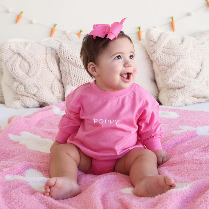 long sleeve bubble rompers hot pink