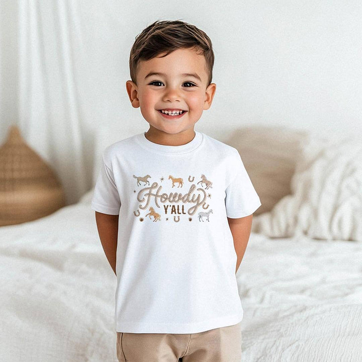 boys' kids white tee with howdy y'all graphic - caden lane
