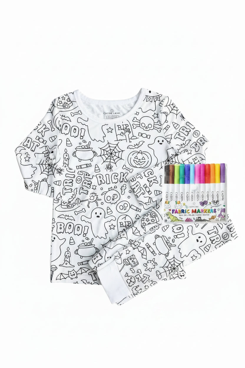 halloween kids color me pajamas