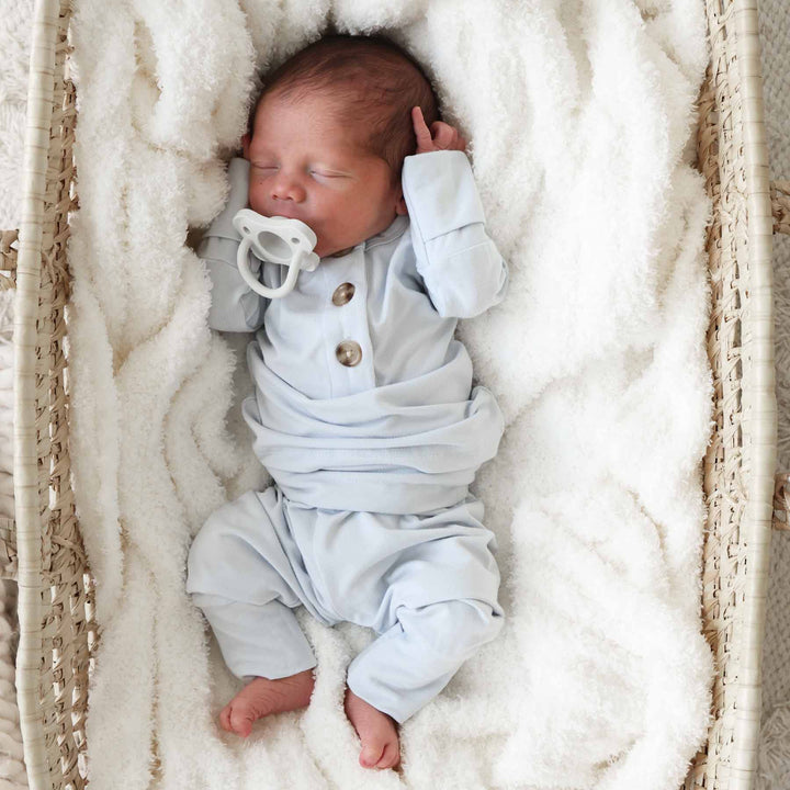 ice blue long sleeve matching set for newborns 