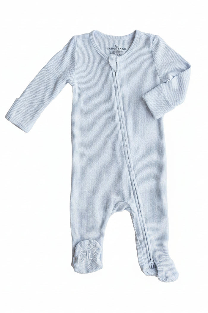ice blue zipper footie for babies
