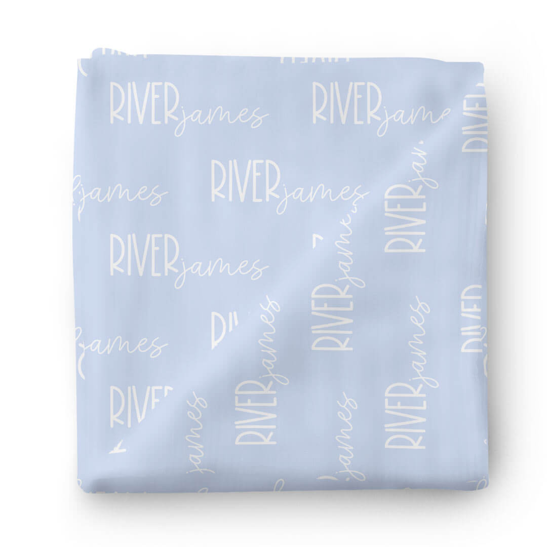 ice blue personalized swaddle blanket 