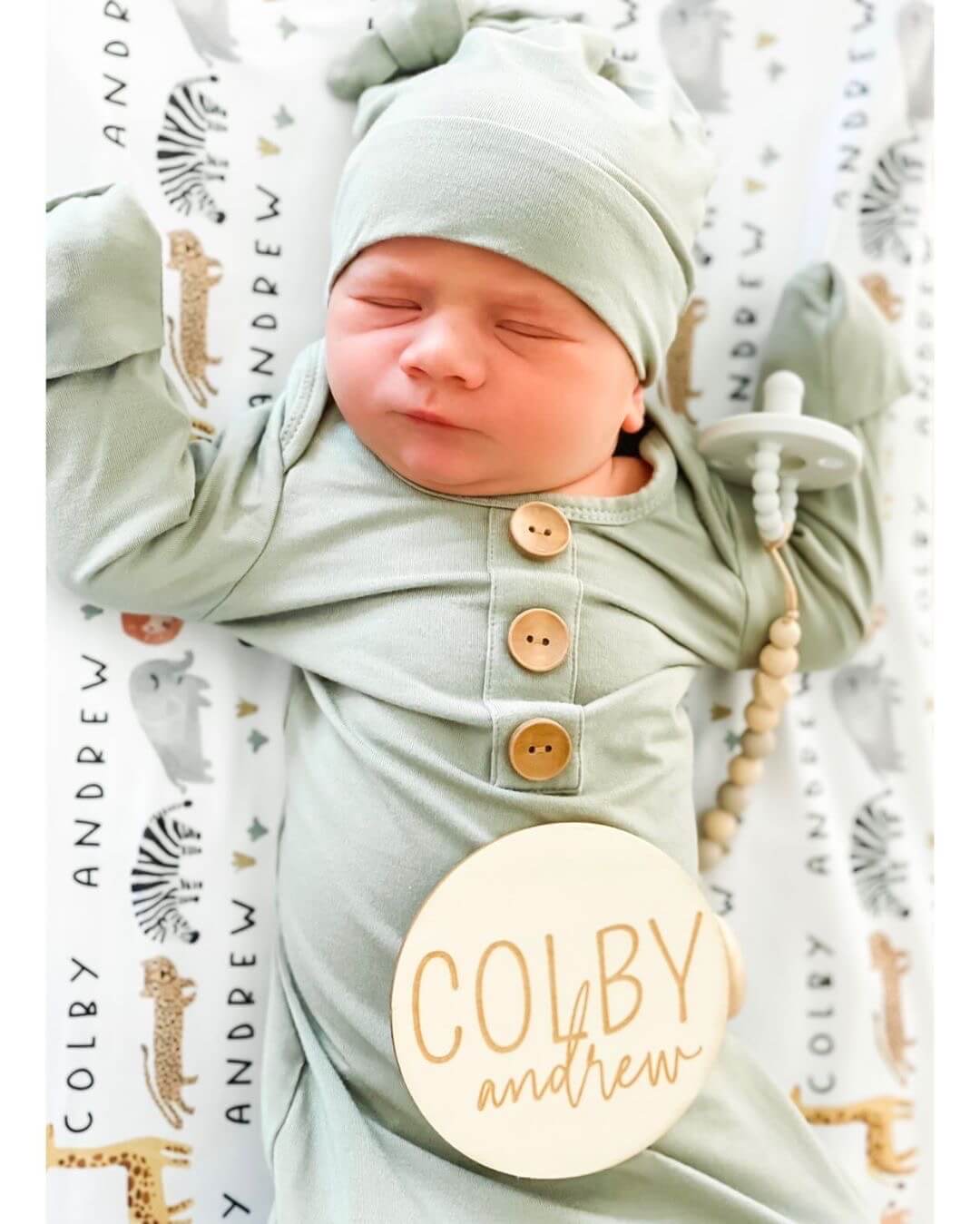 green bamboo knot gown for baby