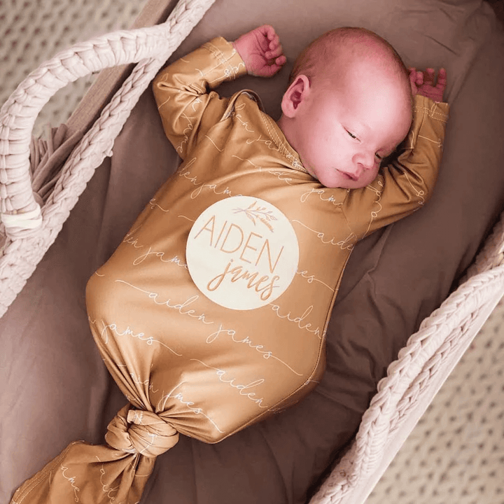 personalized baby name wood announcement wheatgrass