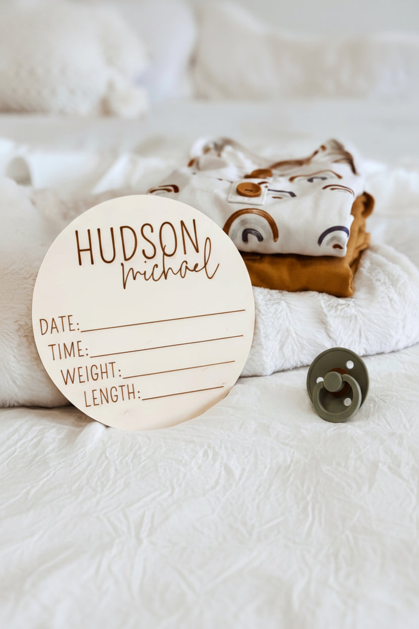 Personalized Birth Stats Wood Announcement | Block