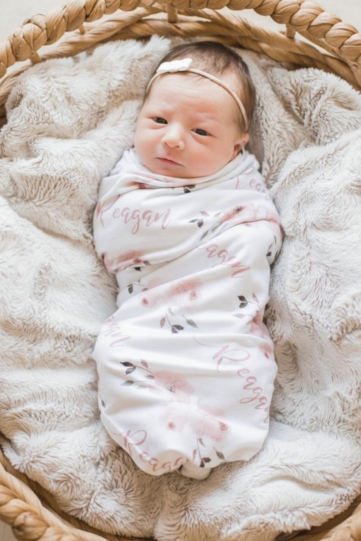 personalized flower swaddle