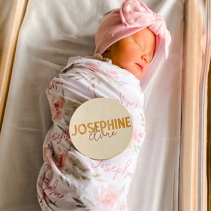 blush floral personalized swaddle blanket 