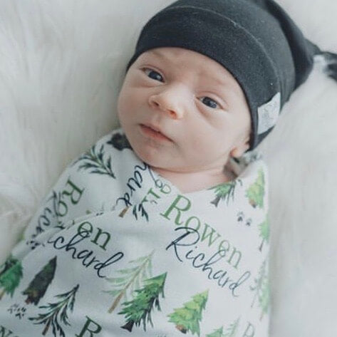 forest trees personalized baby name swaddle 