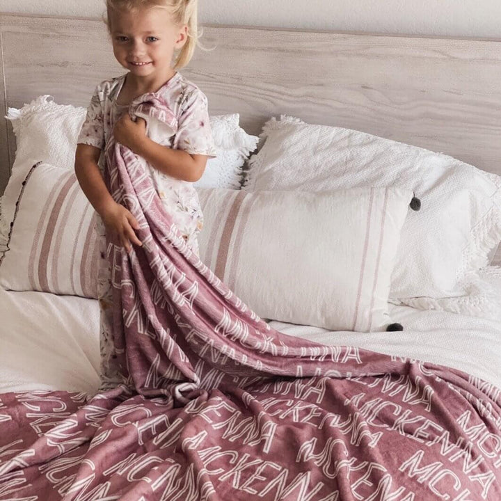 pink color name blanket personalized 